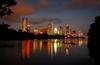 	Downtown Skyline at Night from Lou Neff Point - Lady Bird Lake - Austin - Texas.