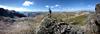 	Hiker on White Dome over Eldorado Lake - Weminuche Wilderness - Colorado